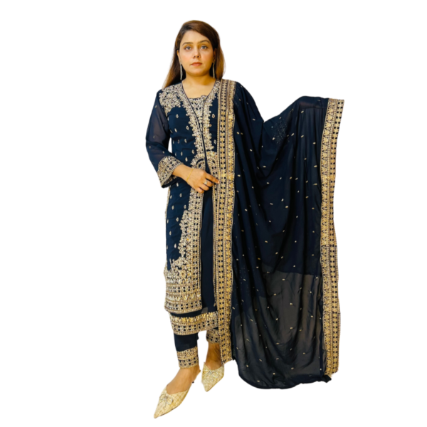 Original Delhi Boutiques Stitched Collections(Darkish Blue) Code_DBS-03